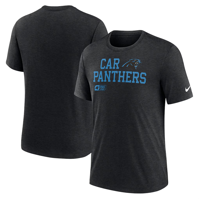 Men's Carolina Panthers Black Overlap Lockup Tri-Blend T-Shirt